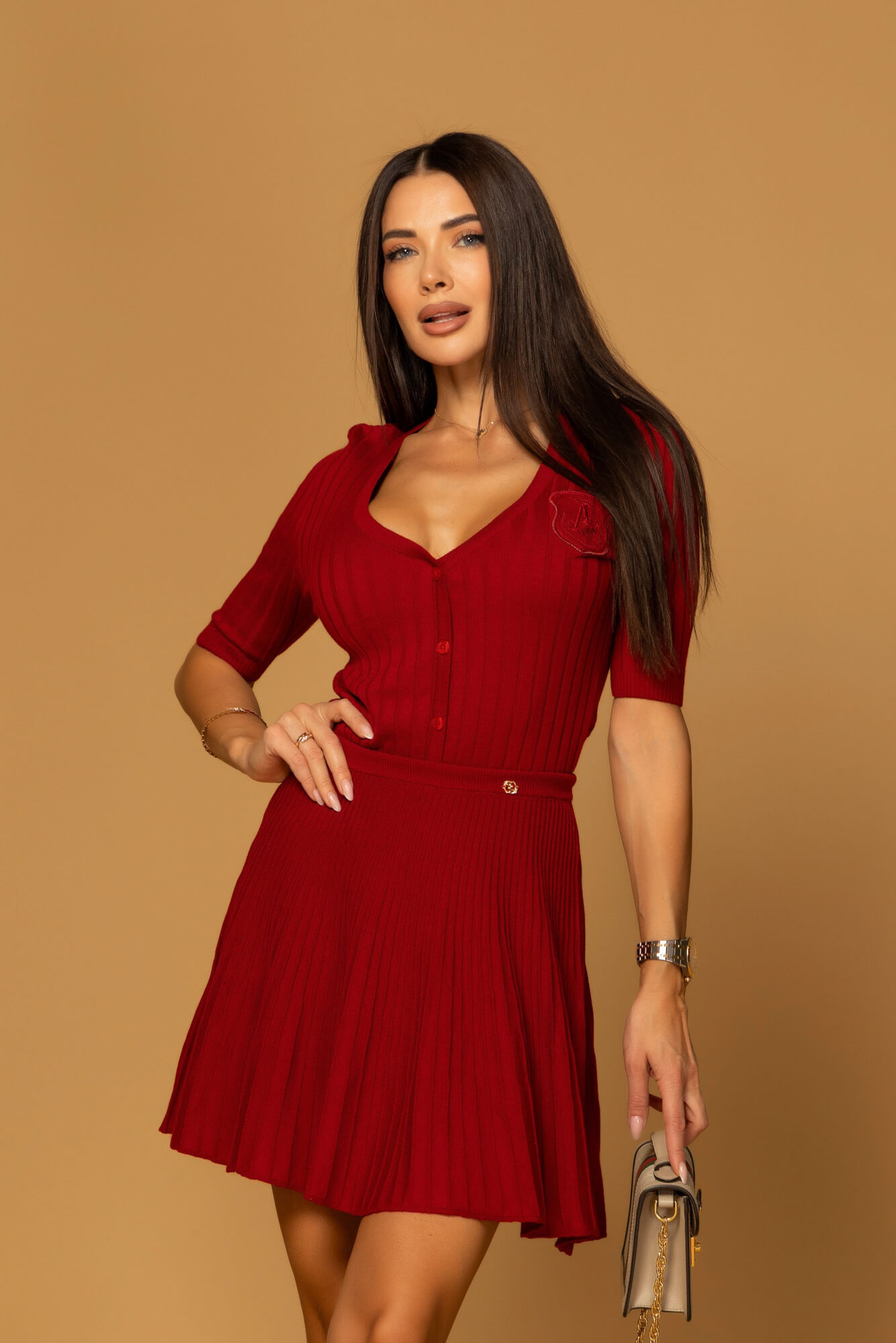 Dream Ribbon Short Skirt - Burgundy - Image 11