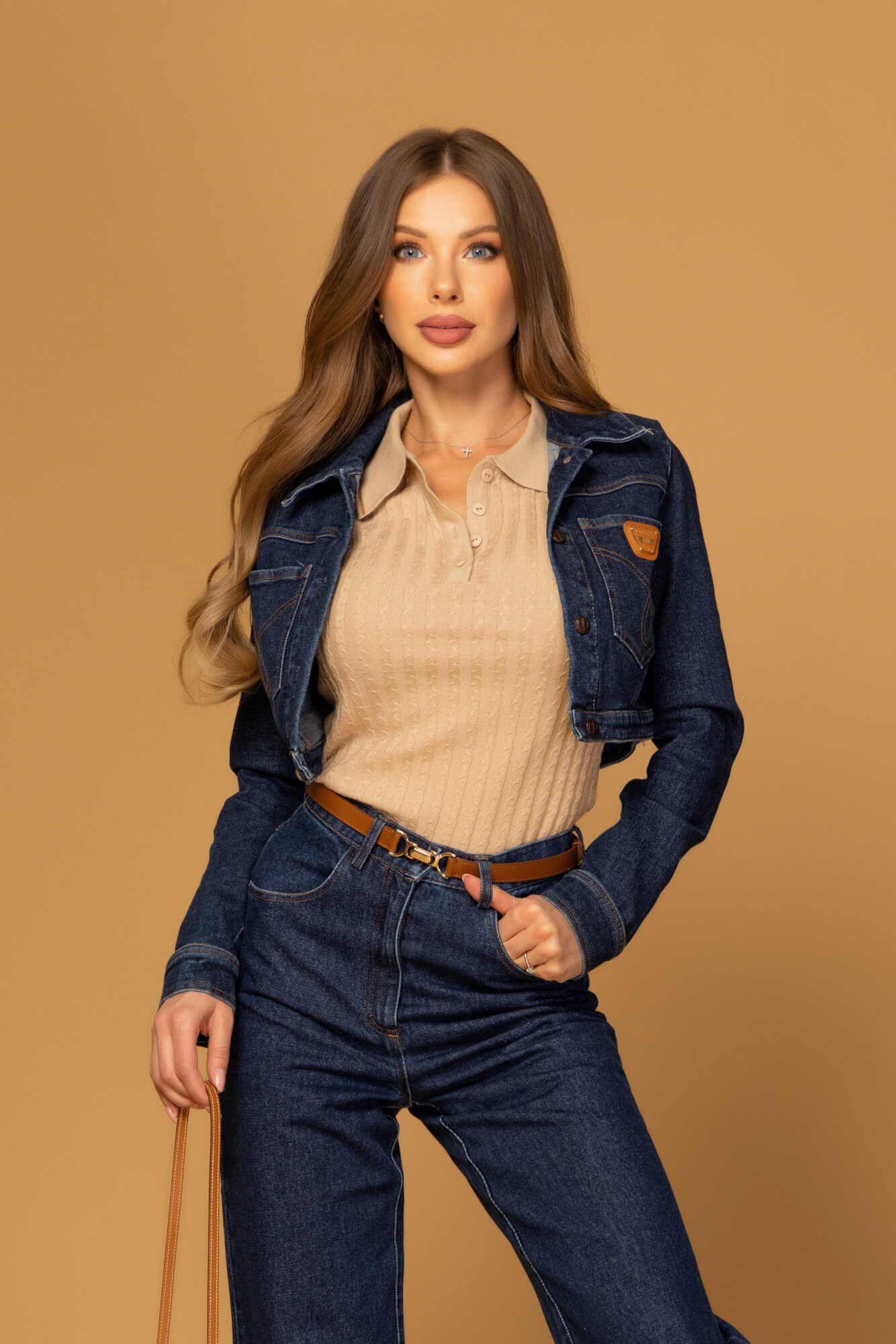 Denim Society Cropped Denim Jacket - Dark Blue - Image 25