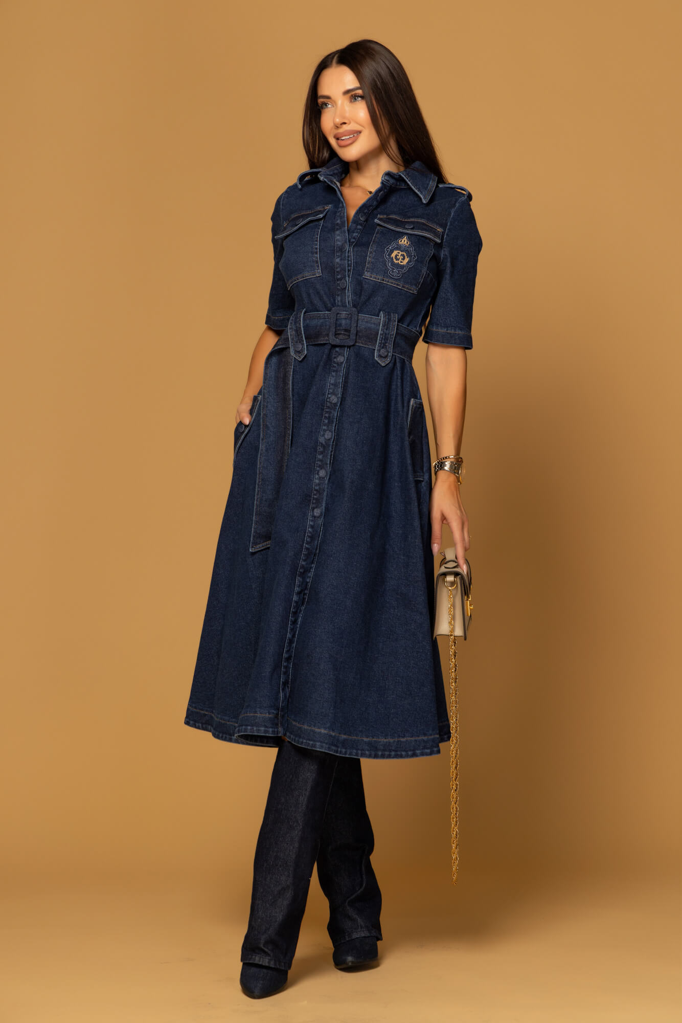 Elevated Essentials Dress-Trench - Denim - Image 13