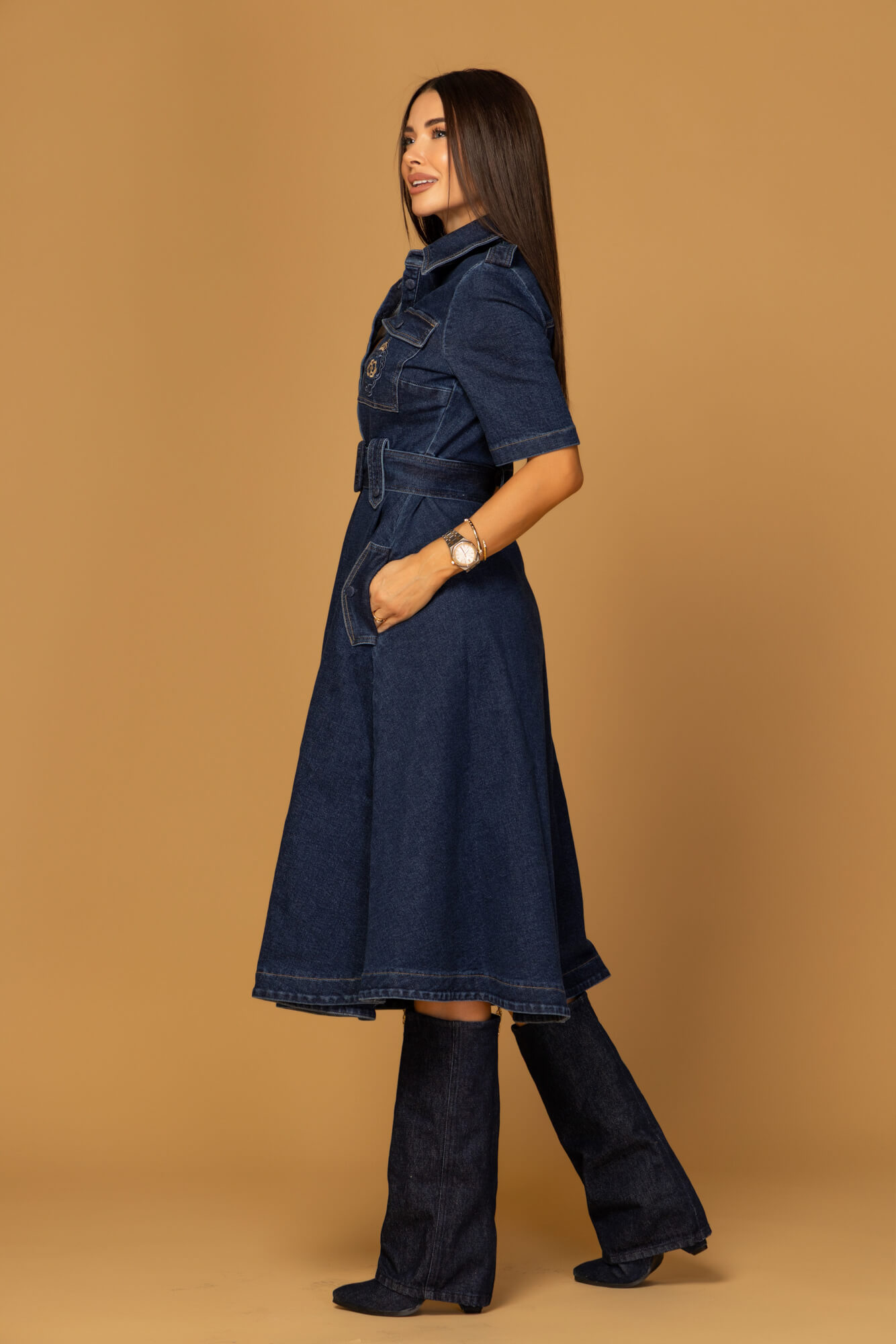 Elevated Essentials Dress-Trench - Denim - Image 14