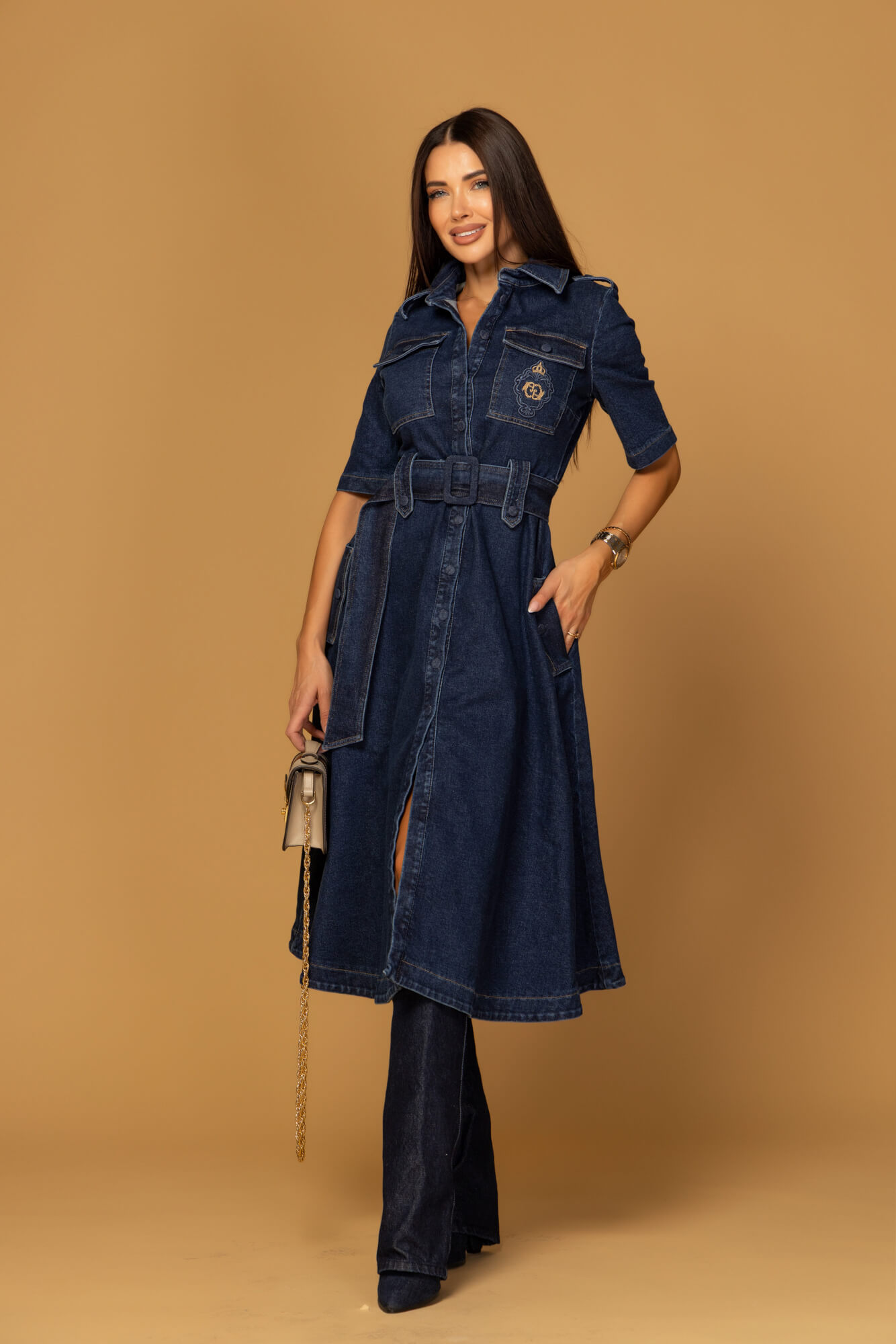 Elevated Essentials Dress-Trench - Denim - Image 15