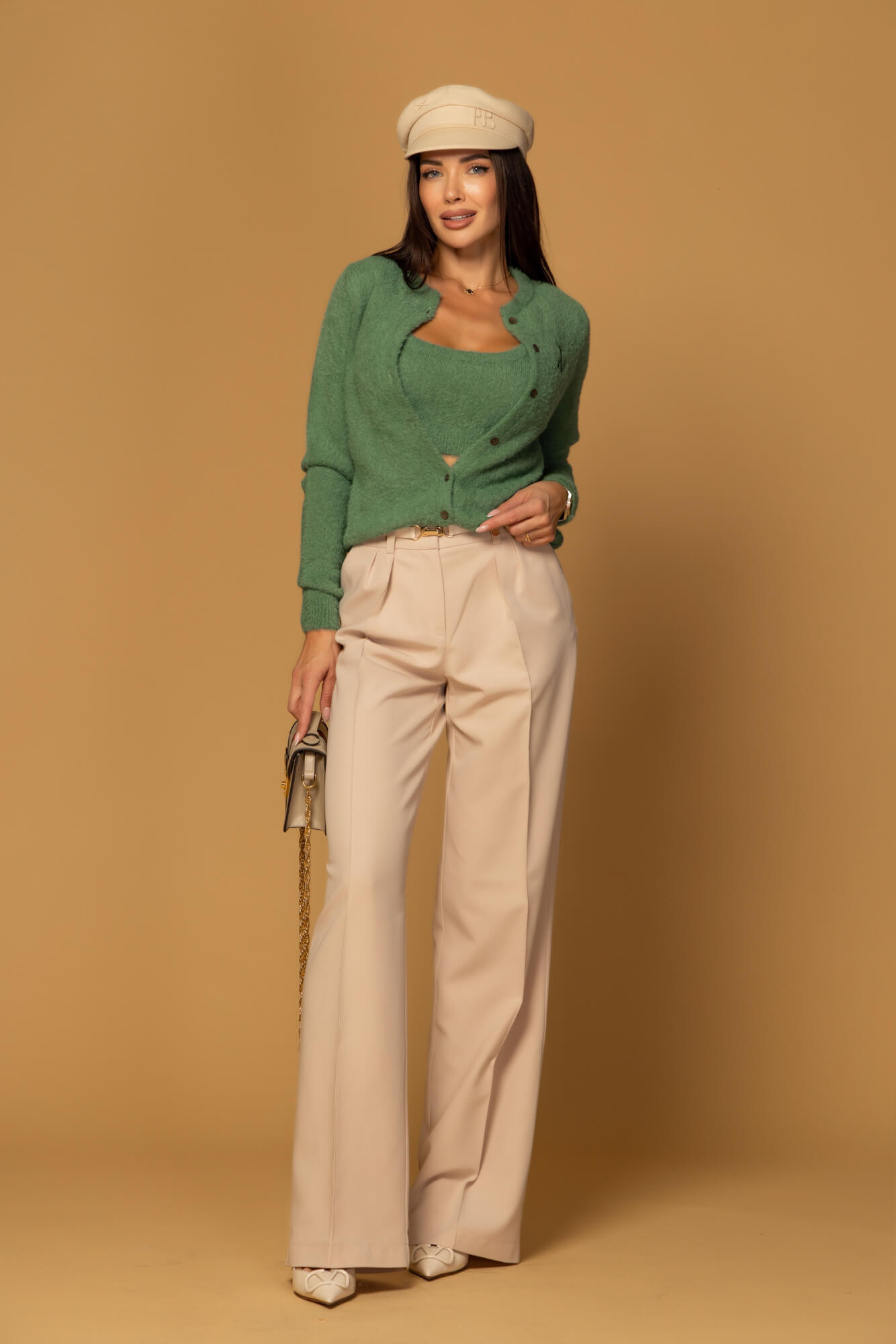 Emblem Knit Cardigan in soft, fluffy knit - Green - Image 16