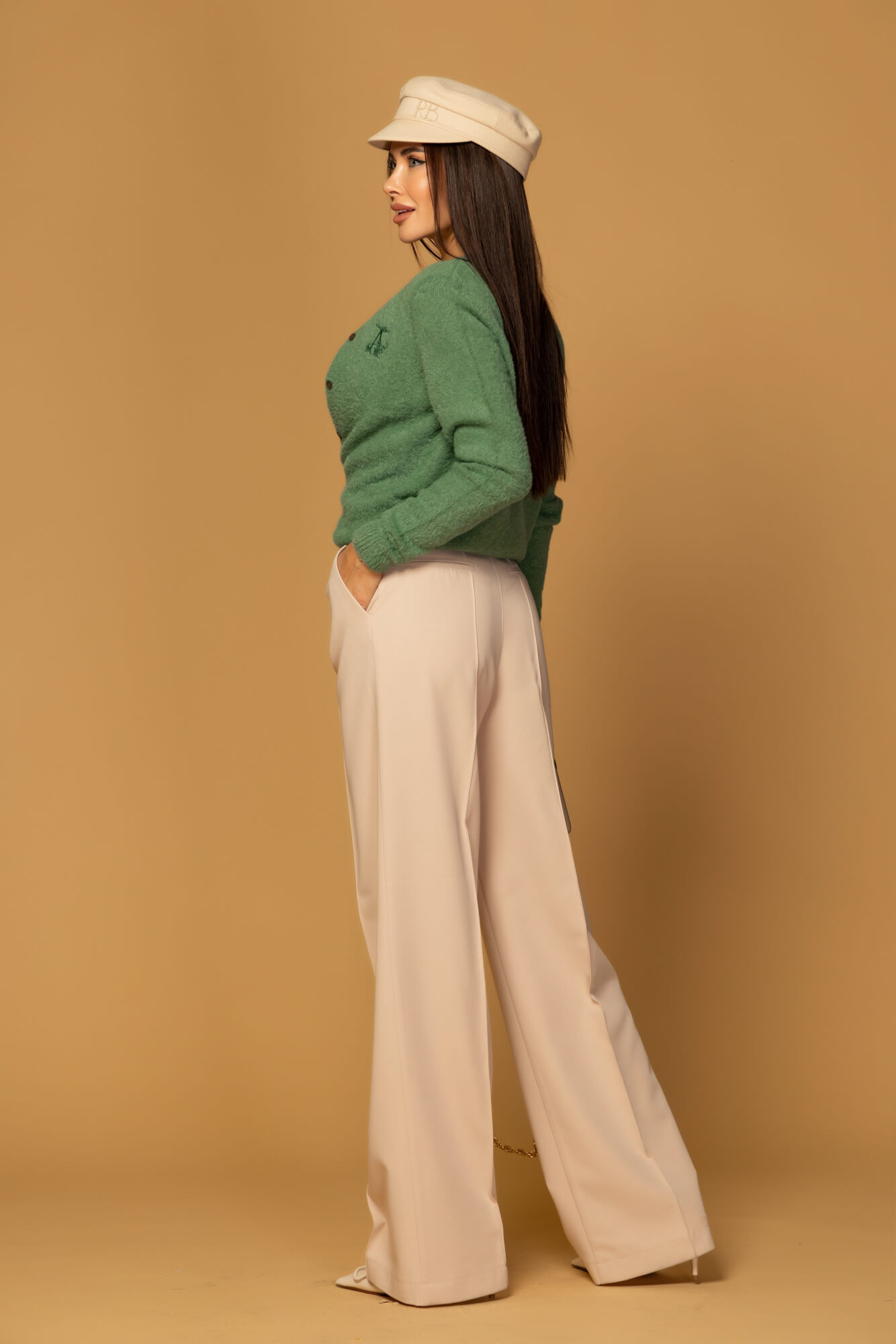 Emblem Knit Cardigan in soft, fluffy knit - Green - Image 19