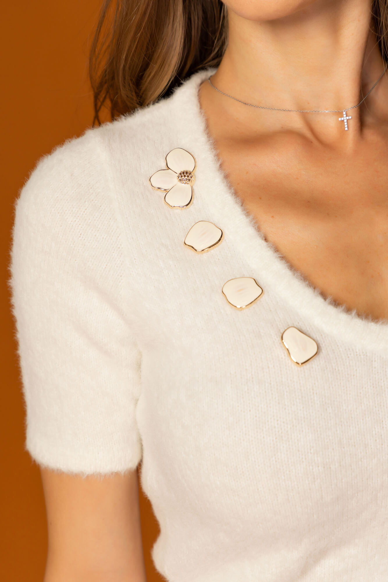 Knit Bloom Knitted Blouse - Ecru - Image 11