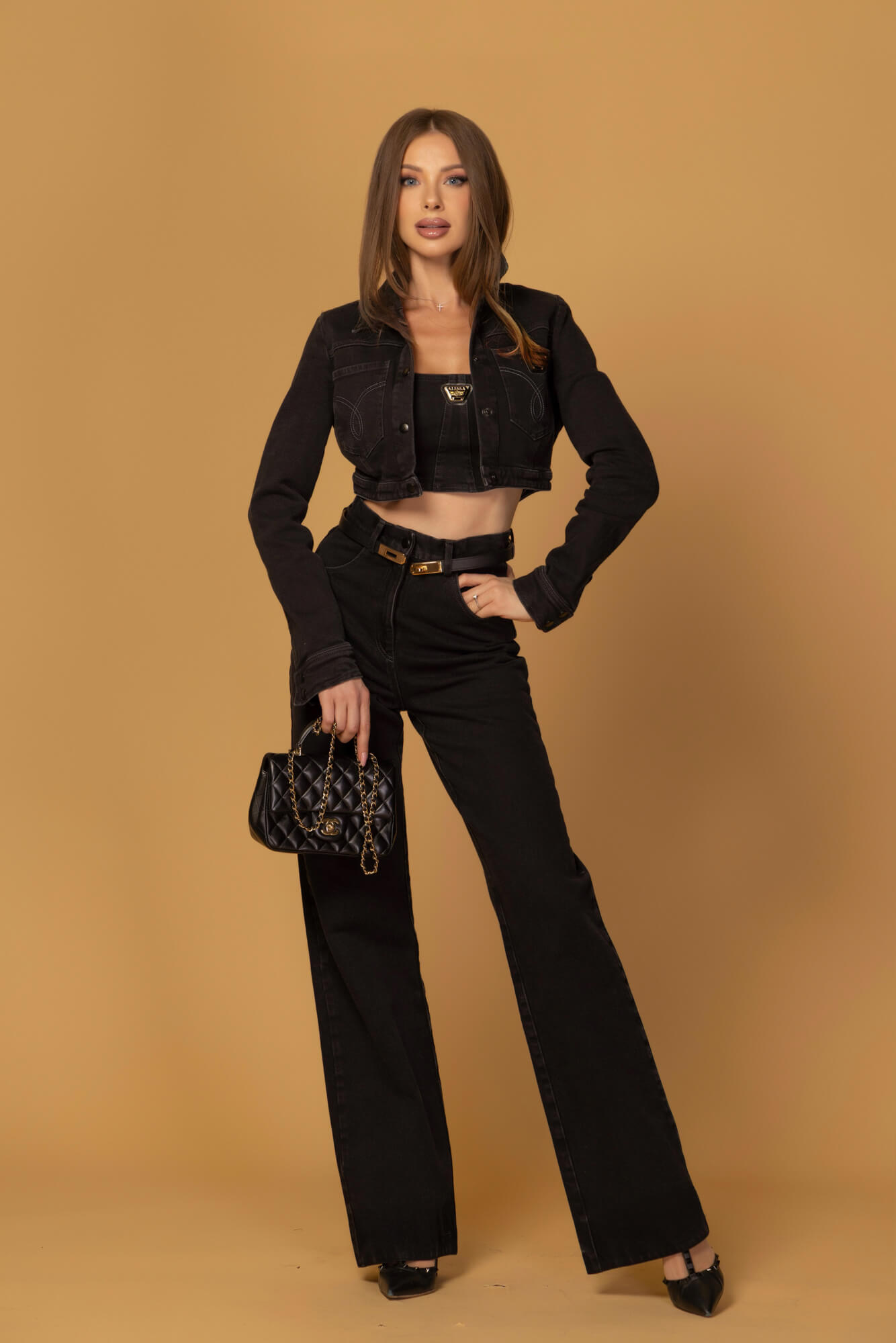 Denim Society Denim Crop Top - Black - Image 17