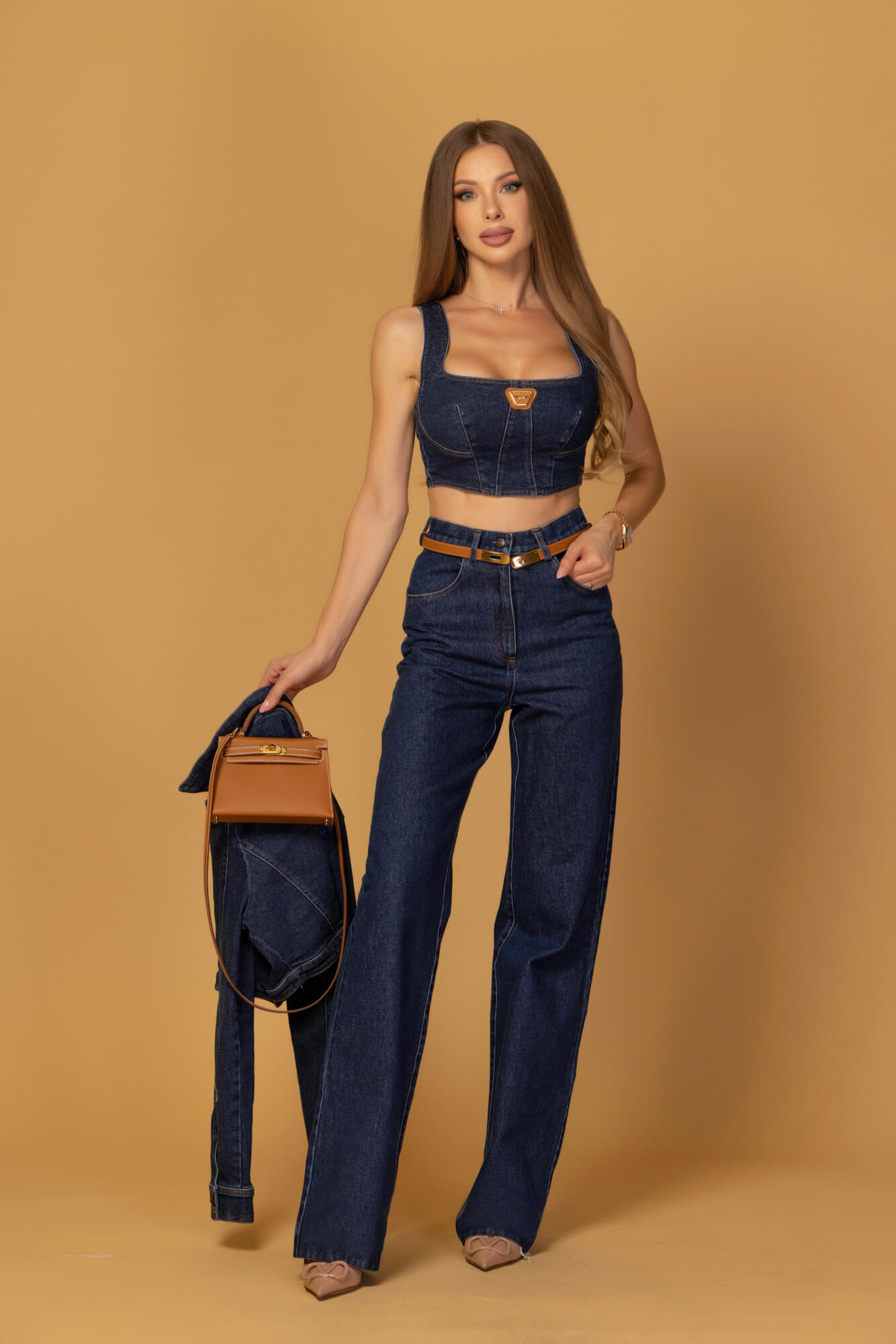 Denim Society Denim Crop Top - Dark Blue - Image 17