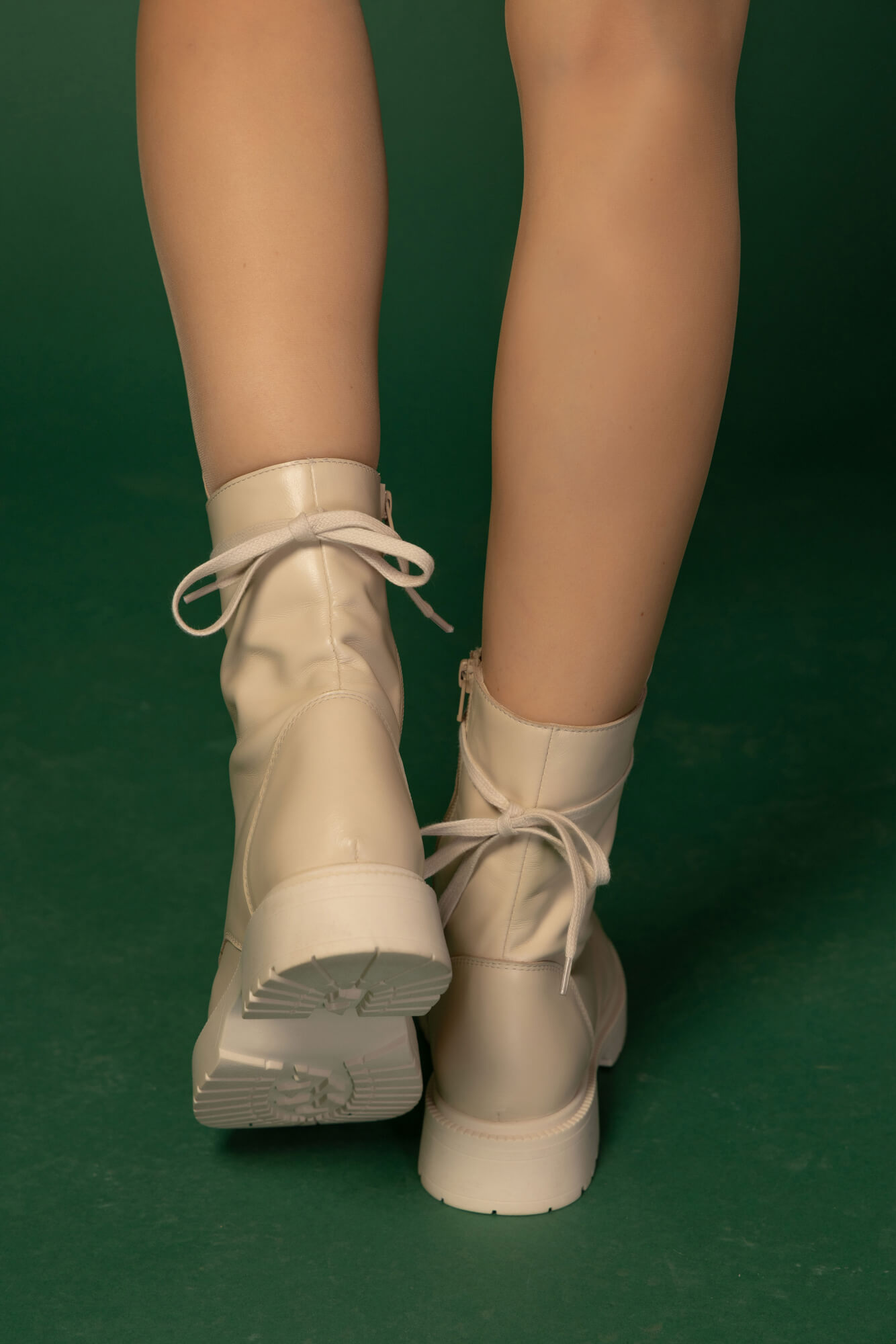 Icon Luxe Combat Boots - Soft Beige - Image 7