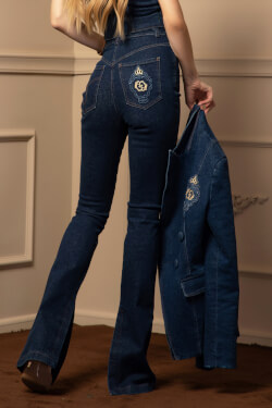 Denim Addict Jeans With Inner Slit - Dark Blue