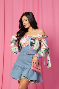 Extravagant Beauty Ruffles Denim Dress