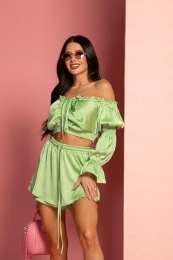 Urban Oasis Ruffles Shorts - Green