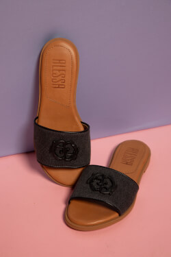 Strut Perfection Slippers - Black Denim