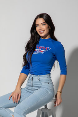 Stylish Everyday 3/4 Sleeve Blouse - Blue