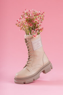 Bewitching Stride Combat Boots - Ivory Cream
