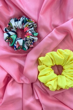 Yellow neon scrunchie - small