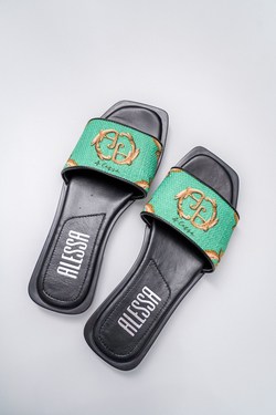 Alessa Rococo Slippers - Green