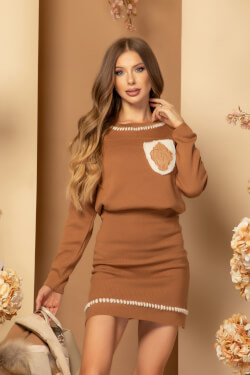 Cityscape Cozy Handmade Knit Skirt - Mocha