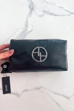 Black Snake Leather Dressing Case - Large