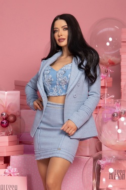 Right Now Right Here Bouclé Skirt - Blue