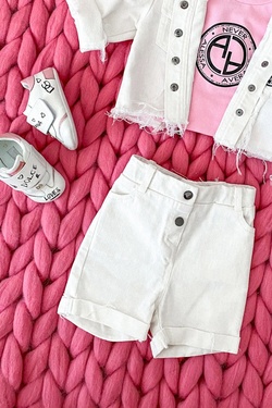 Feel This Moment mini Short Jeans - ecru