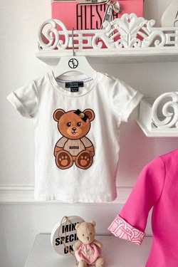 Alessa Bear Mini Cotton T-Shirt - Ecru