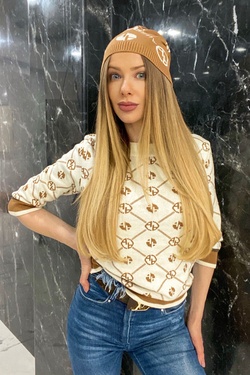 Alessa religion knit pullover 3/4 sleeve - cream