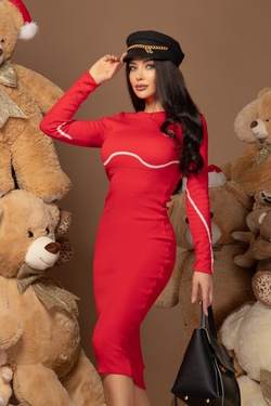 Pull Me Closer Midi Knitted Dress - Red