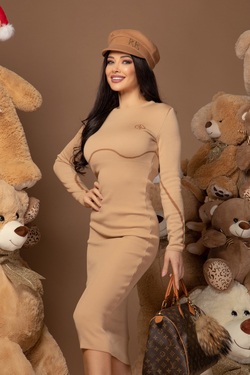 Pull Me Closer Midi Knitted Dress - Nude