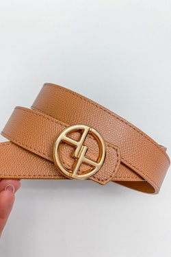 Alessa logo nude belt - narrow with golden buckle