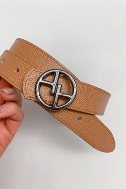 Alessa logo nude belt - narrow with dark nickel buckle