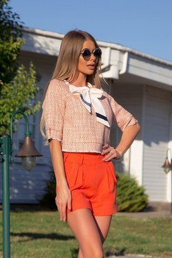 Beauty and smarts boucle blouse - orange