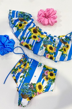 Keep on shining high waist bikini bottoms - blue