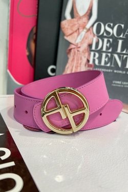 Alessa logo pink belt - golden buckle