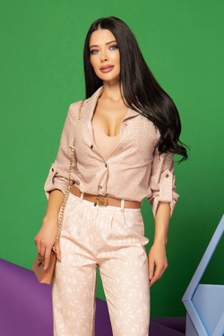 Small Circles, Big Checks Shirt - Luxury Nude