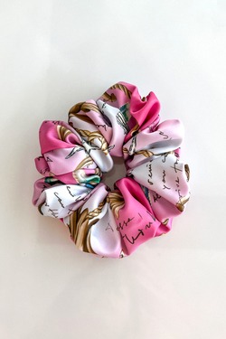 All I Want Is A Yacht Big Scrunchie - Pink print