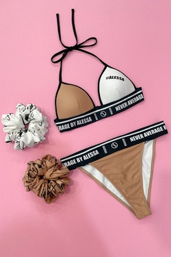 She Baller Triangle bikini top - White-Nude
