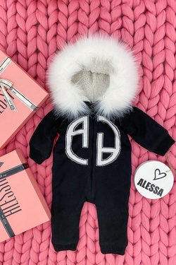 Alessa mini Knitted Snowsuit - Black