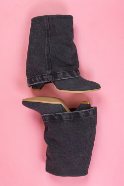 Strut Perfection Boots - Black Denim