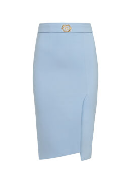 Office Star Skirt With Built-In Belt - Blue