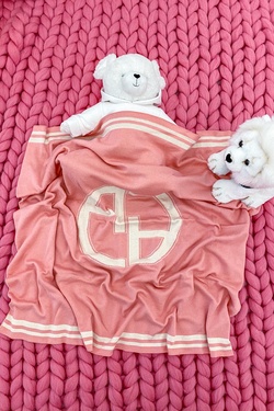 Alessa mini Knitted Blanket with Logo - pink