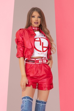 Something they admire leather pants - red