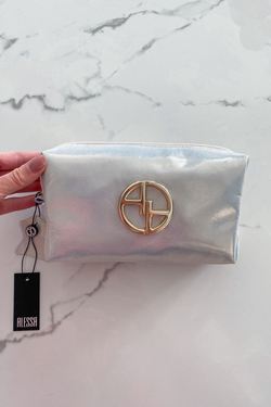 Silver Satin Leather Dressing Case - Large