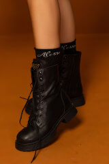 Icon Luxe Combat Boots - Black - Image 5