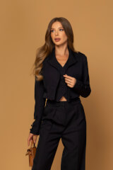 Soft Allure Blazer Coat - Dark Blue - Image 13