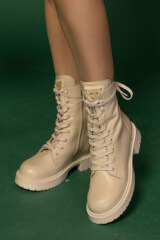 Icon Luxe Combat Boots - Soft Beige - Image 4