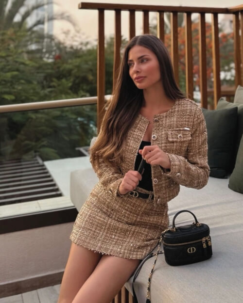 Casual Luxe Bouclé Skirt-Pants - Gold
