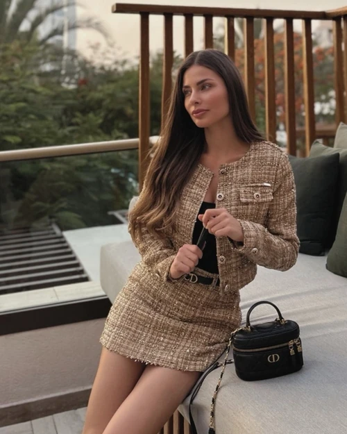 Casual Luxe Bouclé Skirt-Pants - Gold